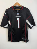 Nike graphic tee black with Arizona Cardinals logo, red and white piping, and NFL shield.