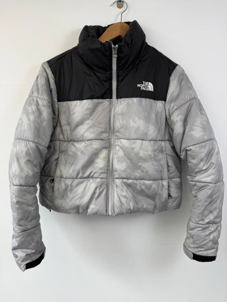 The North Face Saikuru Cropped Puffer Jacket Grey Tie Dye Womens • Medium / M