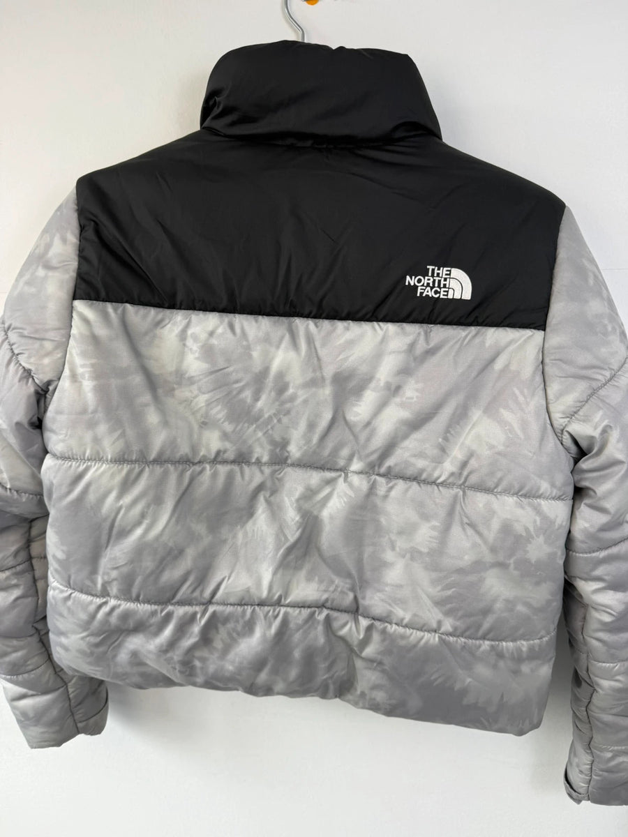 The North Face Saikuru Cropped Puffer Jacket Grey Tie Dye Womens • Medium / M