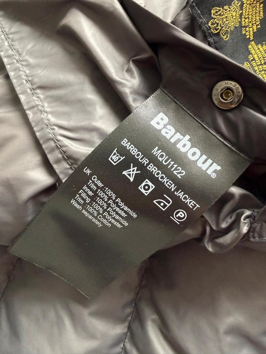Barbour Brocken Quilted Jacket Grey Black Mens • Medium / M