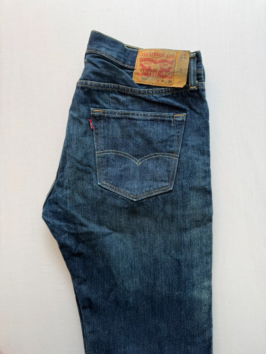 Levi's 501 Original Straight Jeans Dark Blue Mens • W36 L30