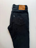 Levi's black straight jeans with classic five-pocket styling and signature back pocket stitching.