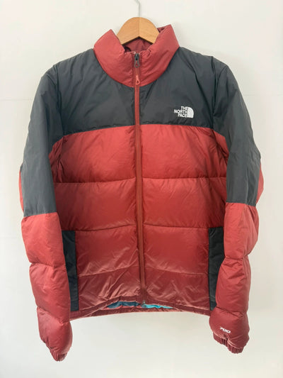 The North Face 700 Down Puffer Jacket Rust Grey Printed Mens • Large / L