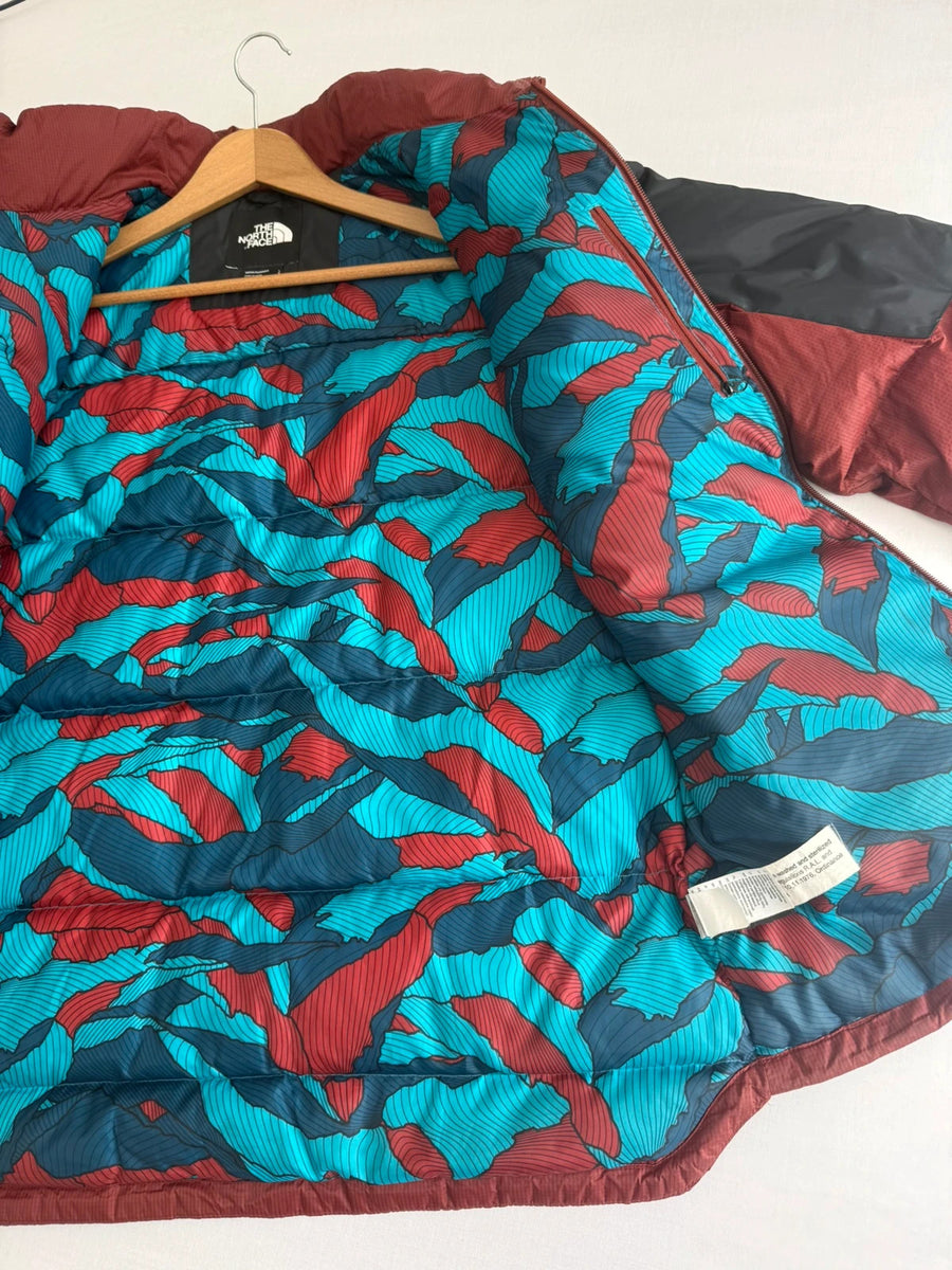 The North Face 700 Down Puffer Jacket Rust Grey Printed Mens • Large / L