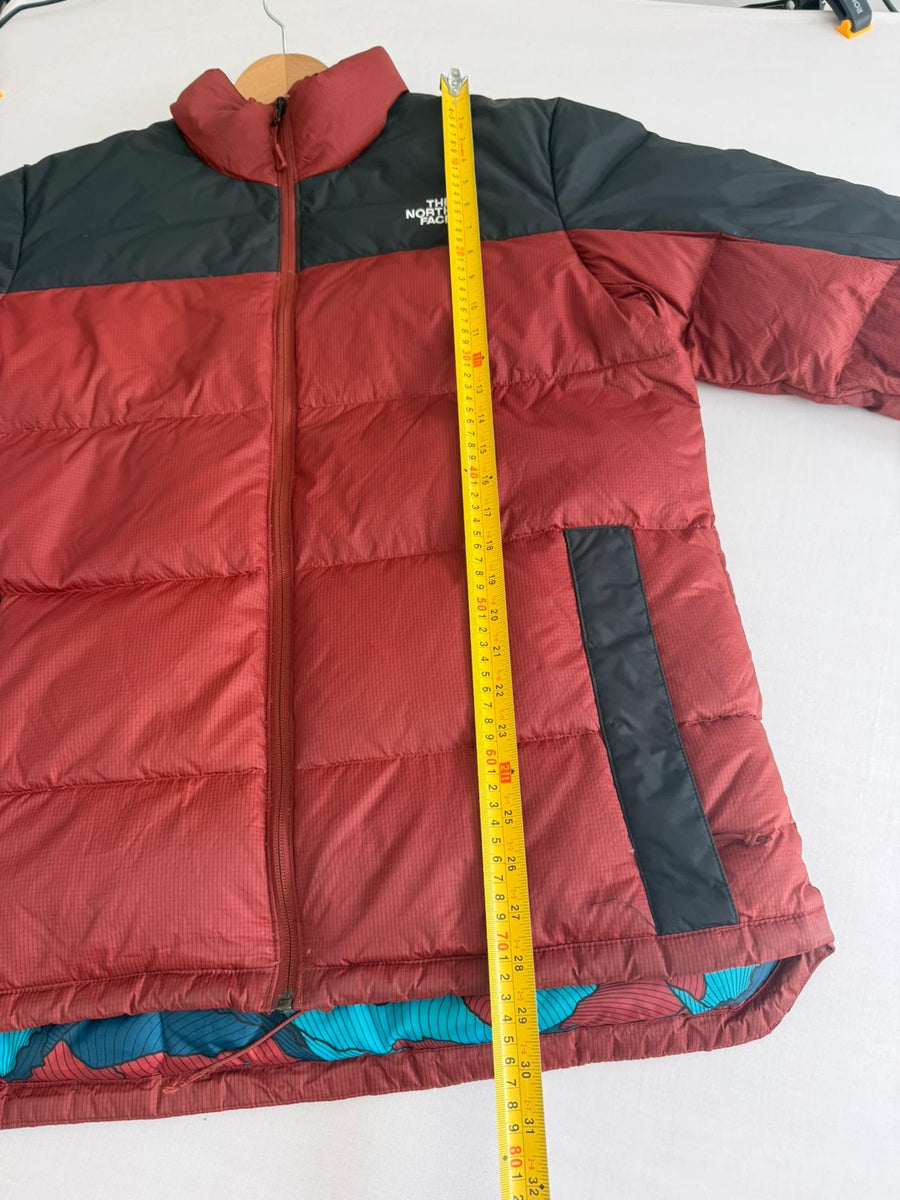 The North Face 700 Down Puffer Jacket Rust Grey Printed Mens • Large / L