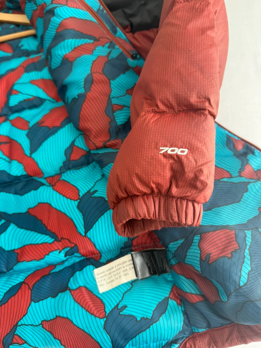 The North Face 700 Down Puffer Jacket Rust Grey Printed Mens • Large / L