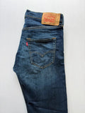 Levi's blue straight jeans with original logo patch and slight stretch material.