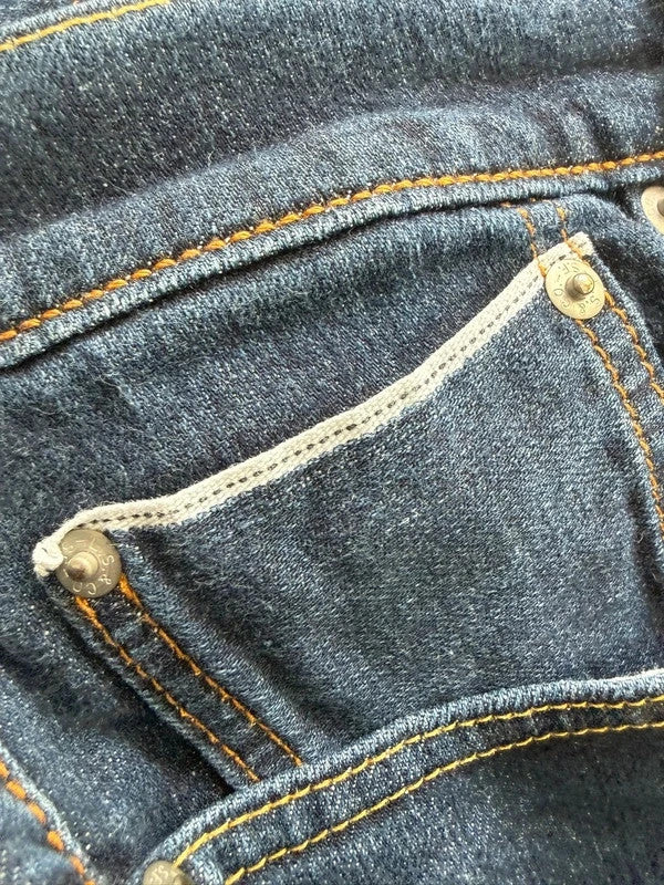Levi's blue straight jeans with original logo patch and slight stretch material.