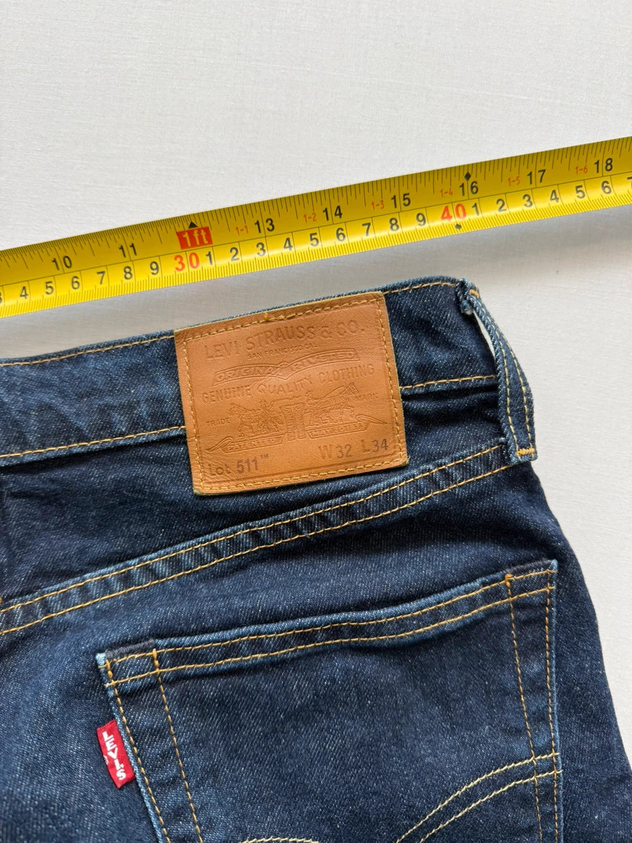 Levi's 511 Slim Jeans Dark Indigo Stretch Premium ‘Strong’ Mens • W32 L34