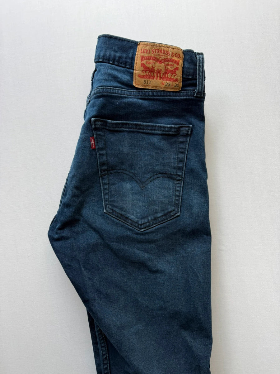 Levi's 512 Tapered Jeans Dark Blue Stretch Mens • W33 L32