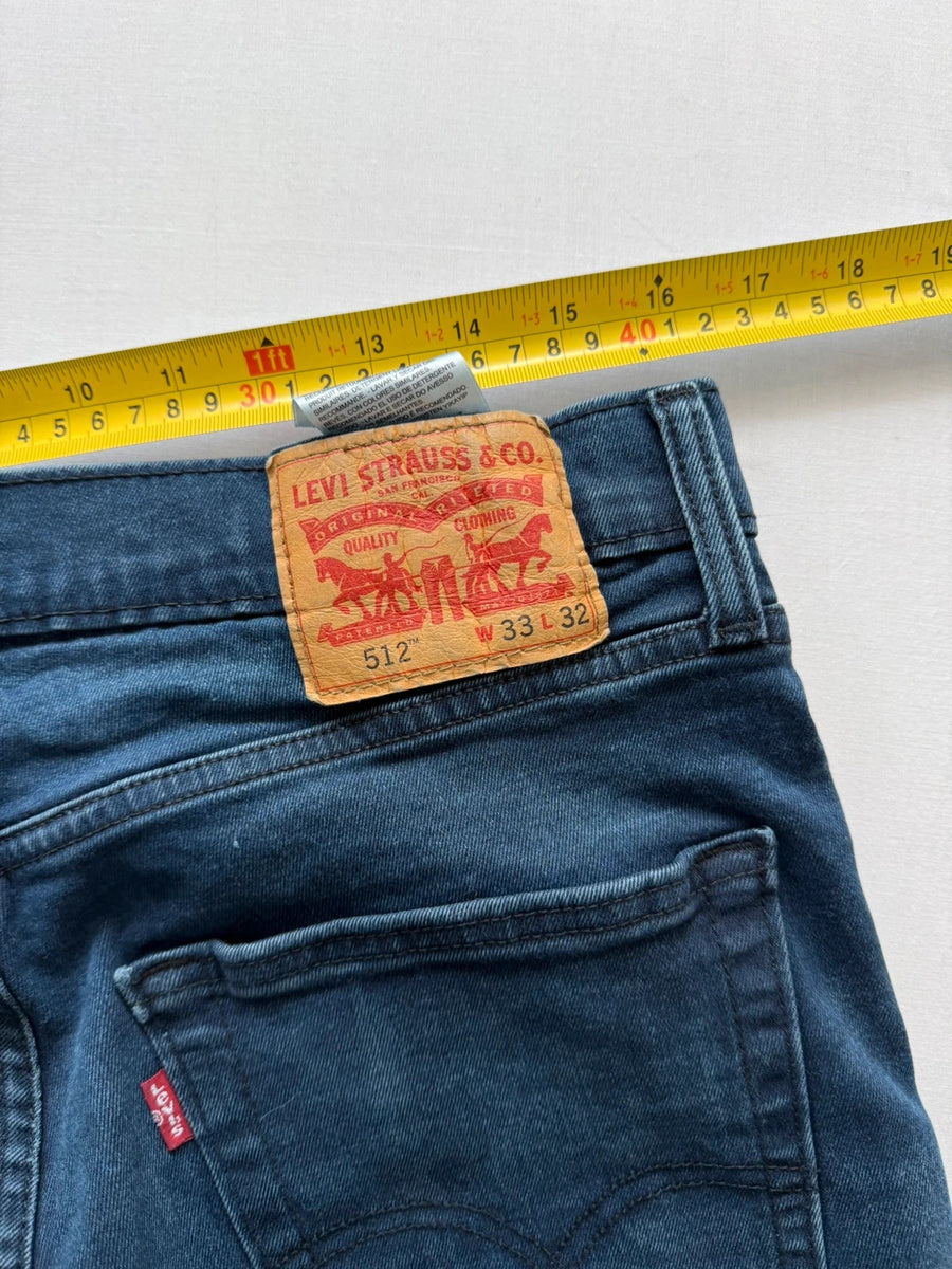 Levi's 512 Tapered Jeans Dark Blue Stretch Mens • W33 L32