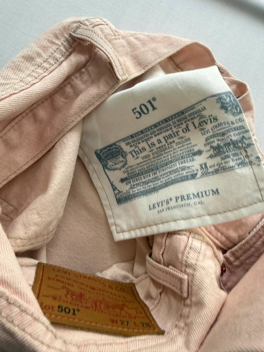 Levi's 501 Straight Jeans Blush Pink Mushroom Tab • W27 L28 / UK8