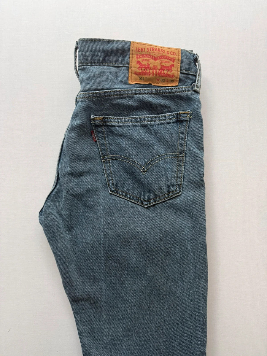 Levi's 511 Slim Jeans 100% Cotton Blue Wash Mens • W32 L30