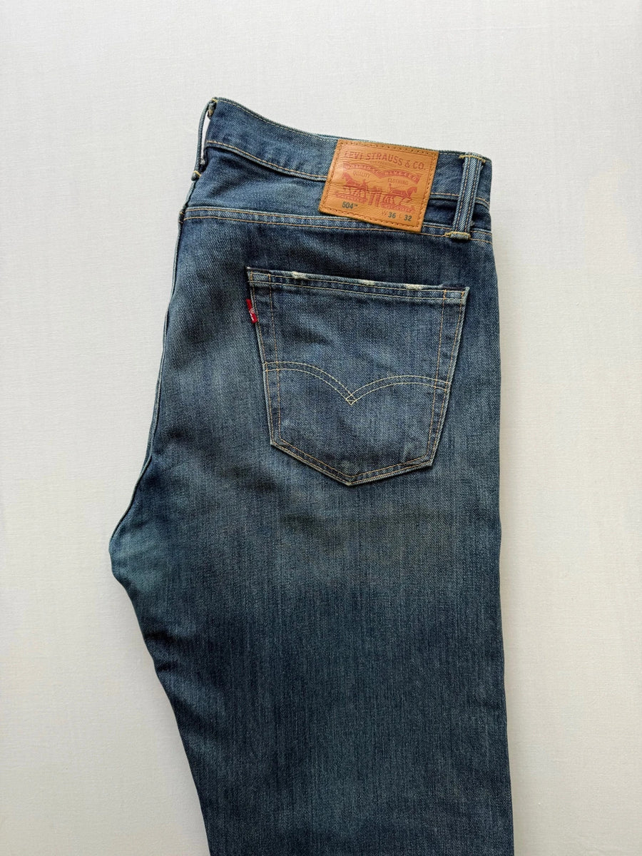 Levi's 504 Straight Jeans Dark Blue Wash Mens • W36 L32