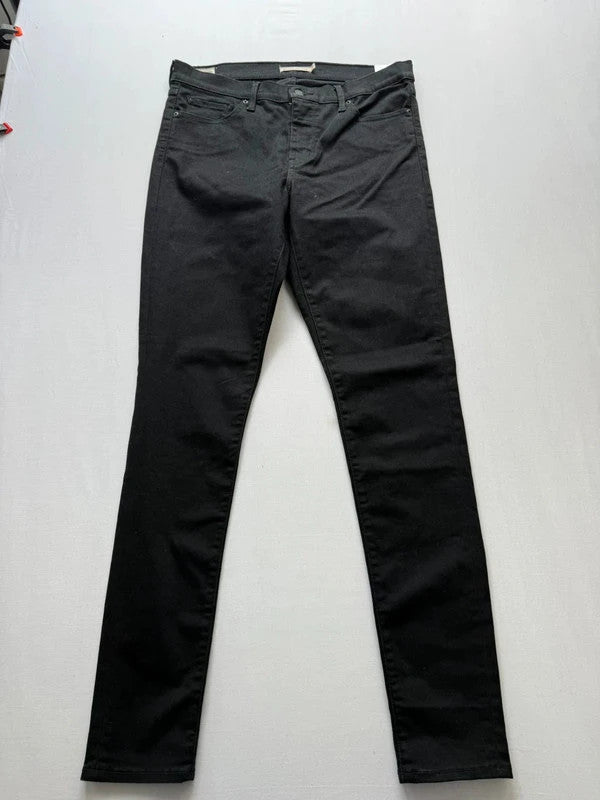 Levi's black super skinny jeans with premium stretch fabric and mid-rise fit.