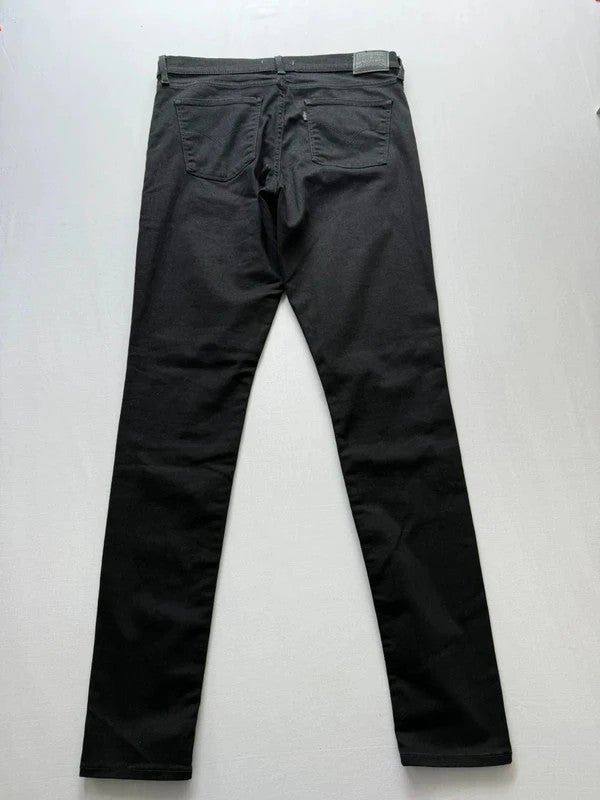 Levi's black super skinny jeans with premium stretch fabric and mid-rise fit.