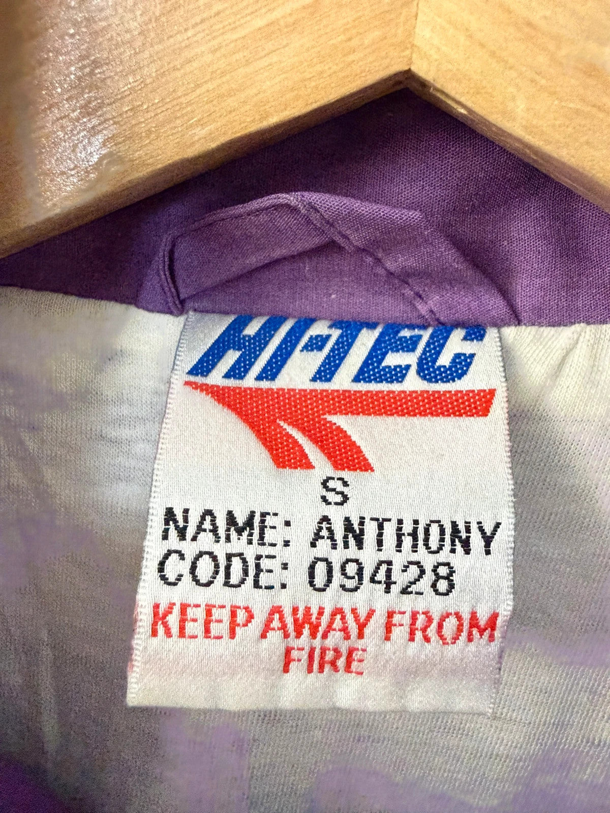 HI-TEC 90s colourblock shell jacket purple with teal and navy chevron panels.