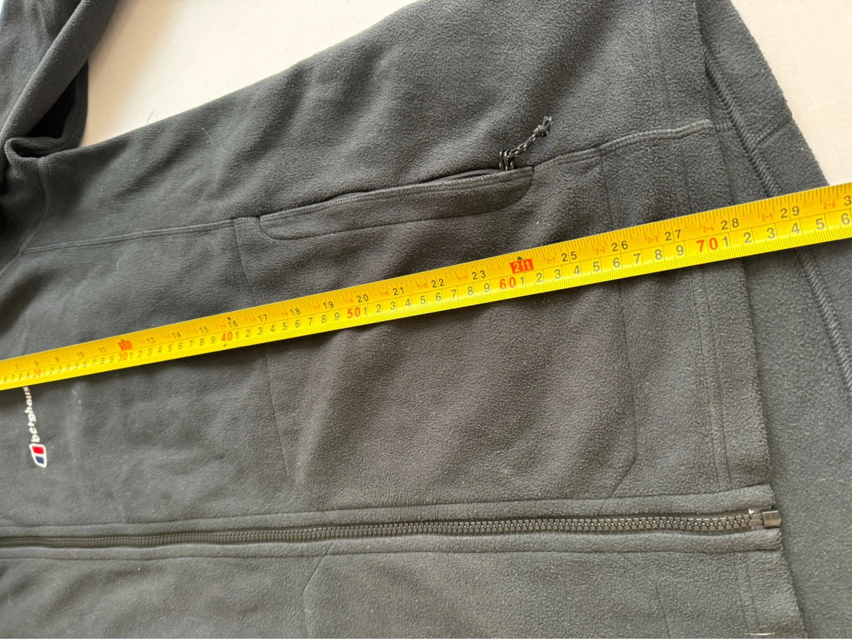 Berghaus grey fleece jacket with stand-up collar and zipped pockets, lightweight polyester.