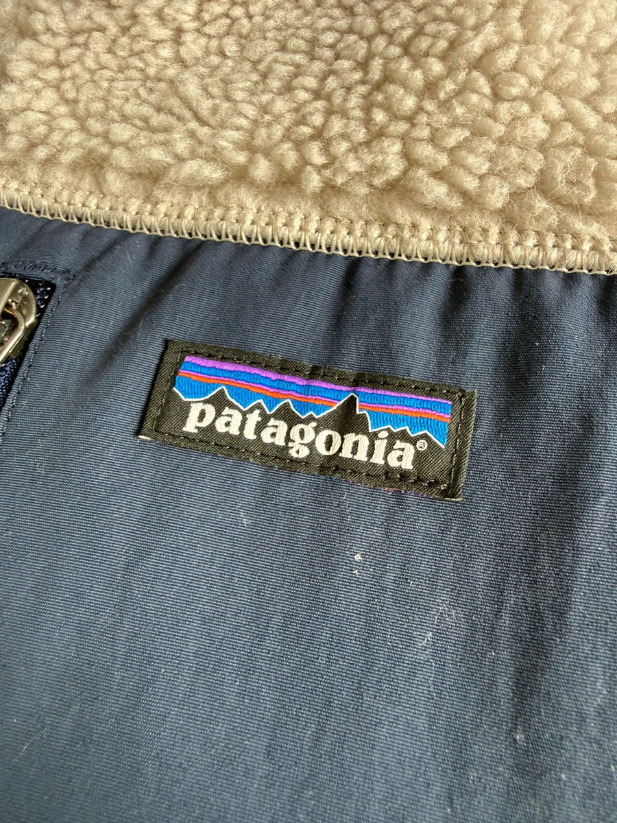 Patagonia Classic Retro-X Deep Pile Fleece Vest Natural/Navy Mens • Large / L