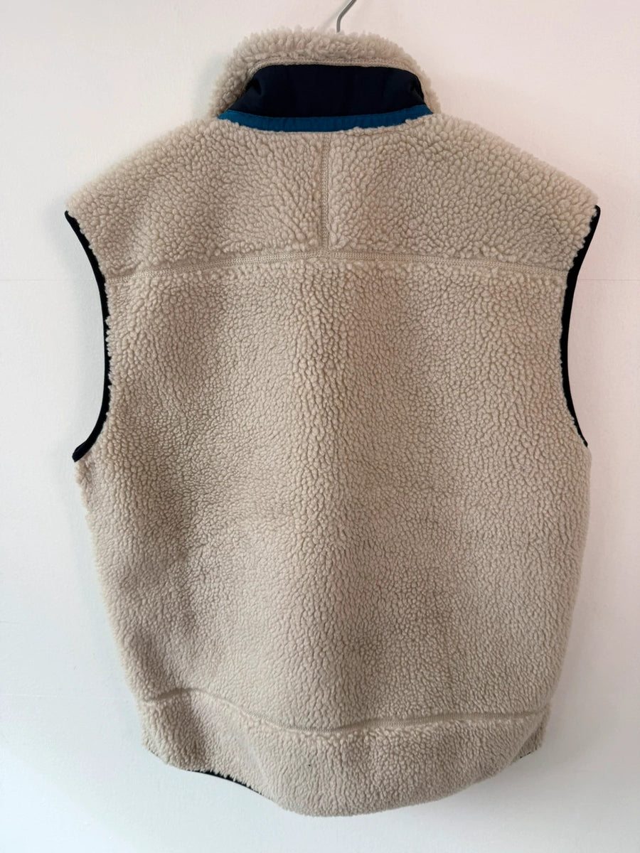 Patagonia Classic Retro-X Deep Pile Fleece Vest Natural/Navy Mens • Large / L