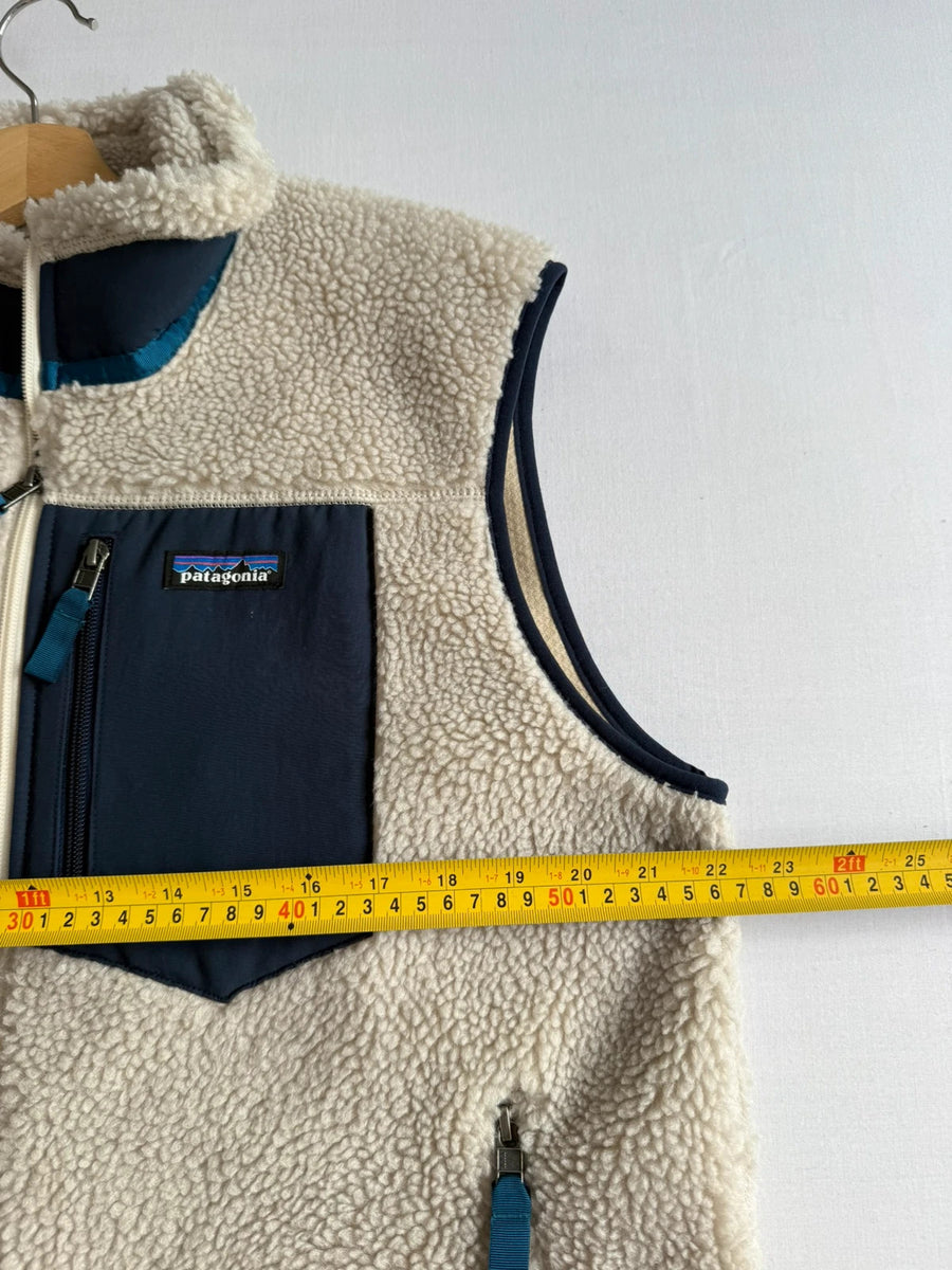 Patagonia Classic Retro-X Deep Pile Fleece Vest Natural/Navy Mens • Large / L