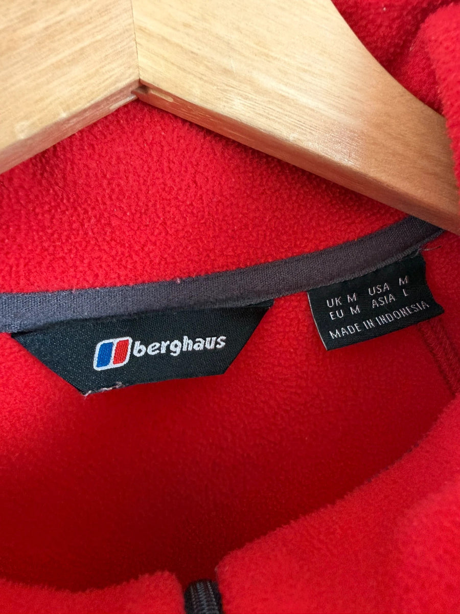 Berghaus 1/4 Zip Fleece Red Grey Mens • Medium / M