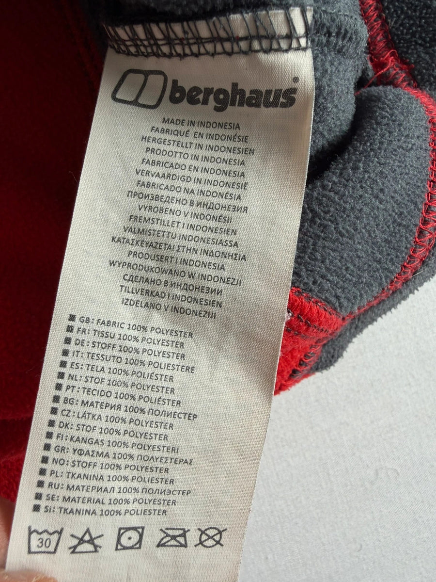Berghaus 1/4 Zip Fleece Red Grey Mens • Medium / M