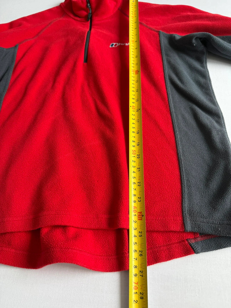 Berghaus 1/4 Zip Fleece Red Grey Mens • Medium / M