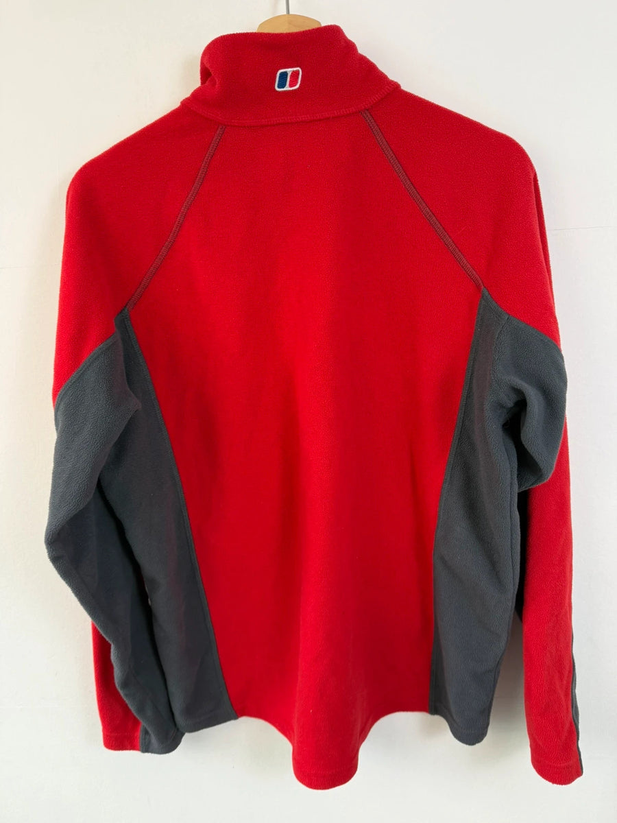 Berghaus 1/4 Zip Fleece Red Grey Mens • Medium / M