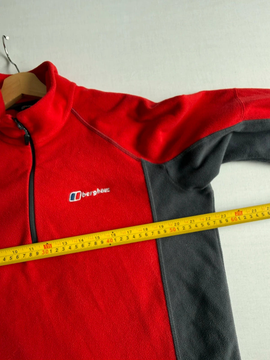 Berghaus 1/4 Zip Fleece Red Grey Mens • Medium / M
