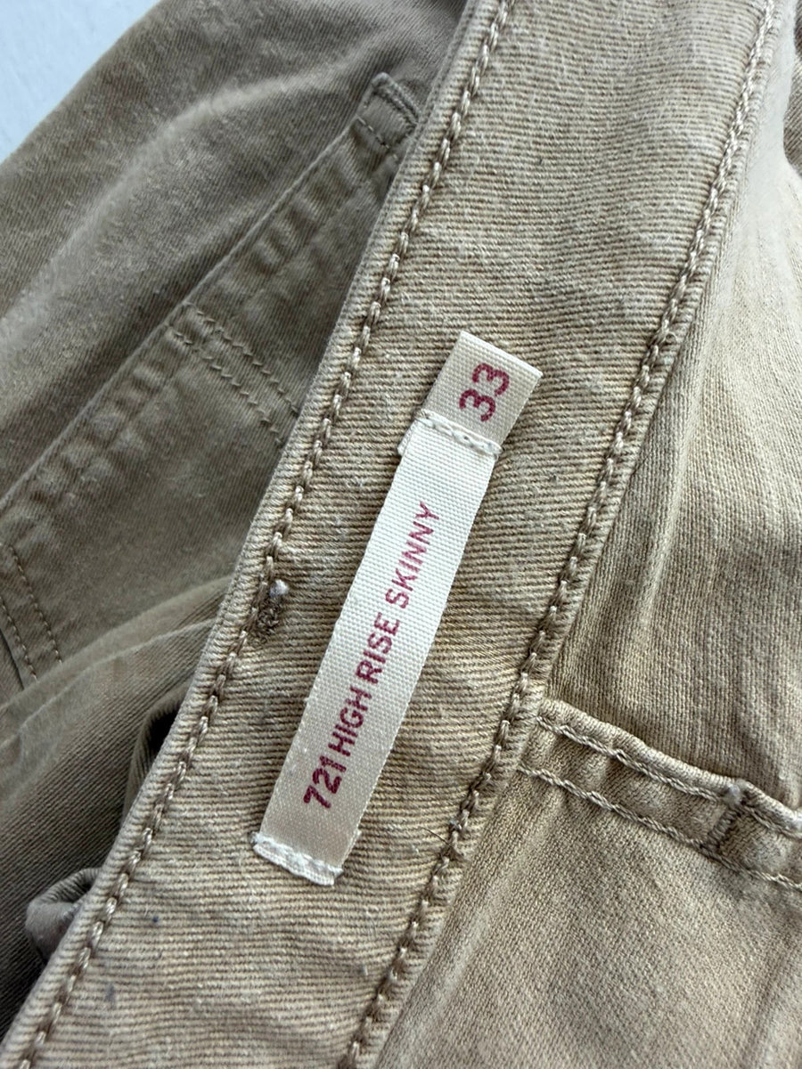 Levi's 721 High Rise Skinny Jeans Beige Womens • W33 L30 / UK14