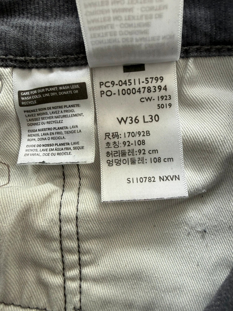 Levi's Premium 511 Slim Fit Corduroy Stretch Trousers Grey Mens • W36 L30