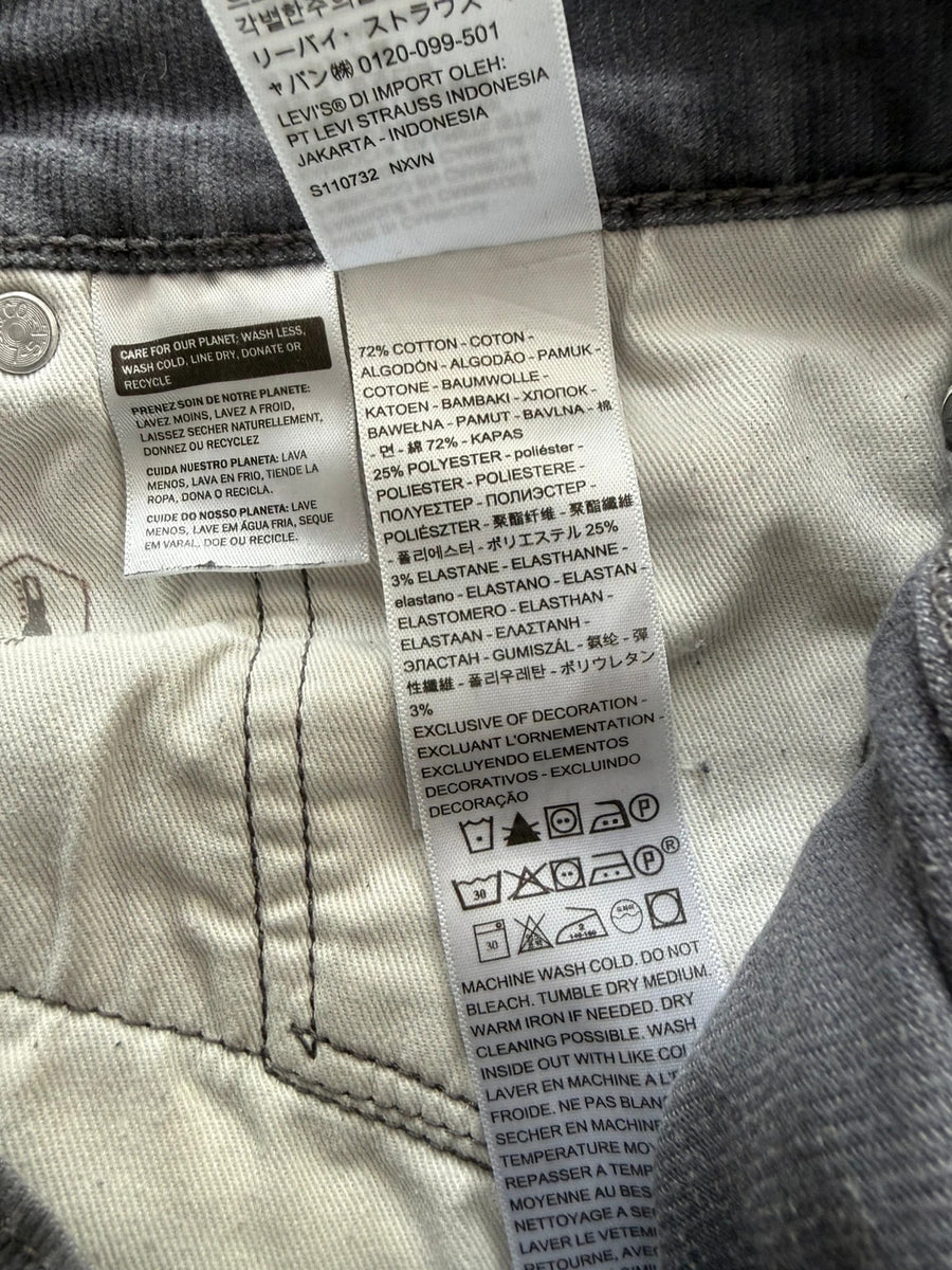 Levi's Premium 511 Slim Fit Corduroy Stretch Trousers Grey Mens • W36 L30