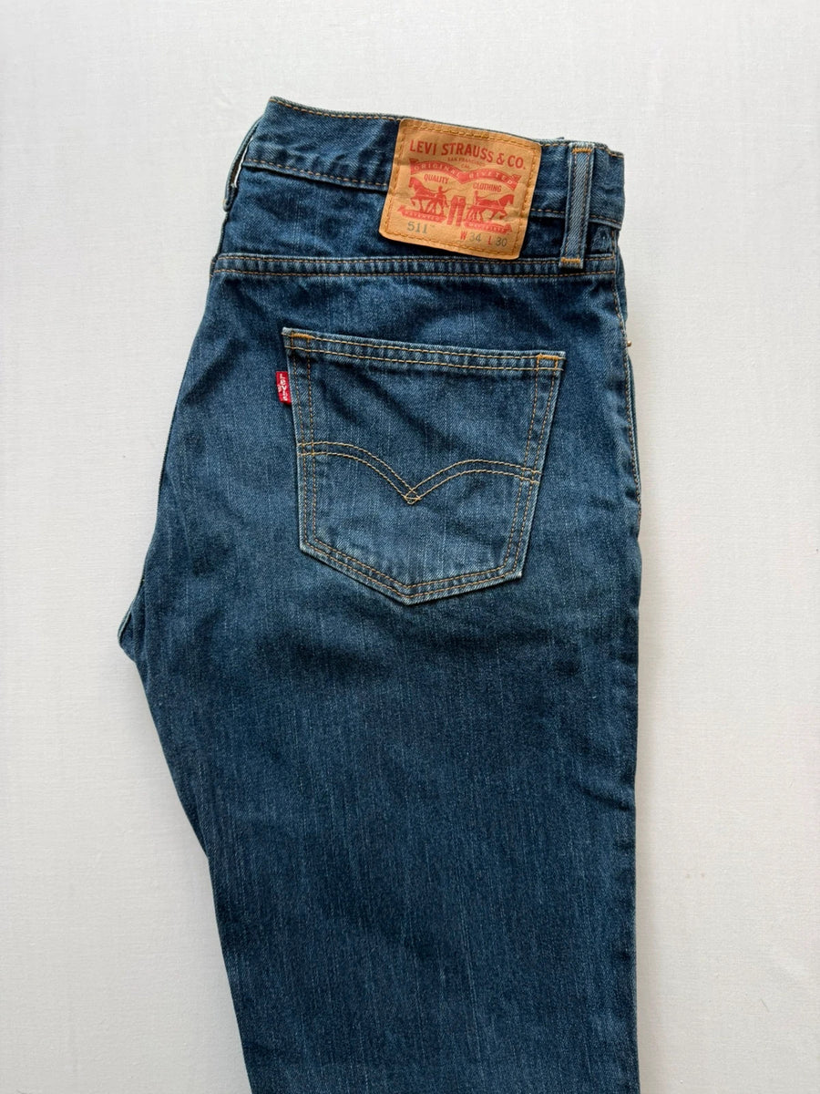 Levi's 511 Slim Fit Stretch Jeans Dark Blue Mens • W34 L30