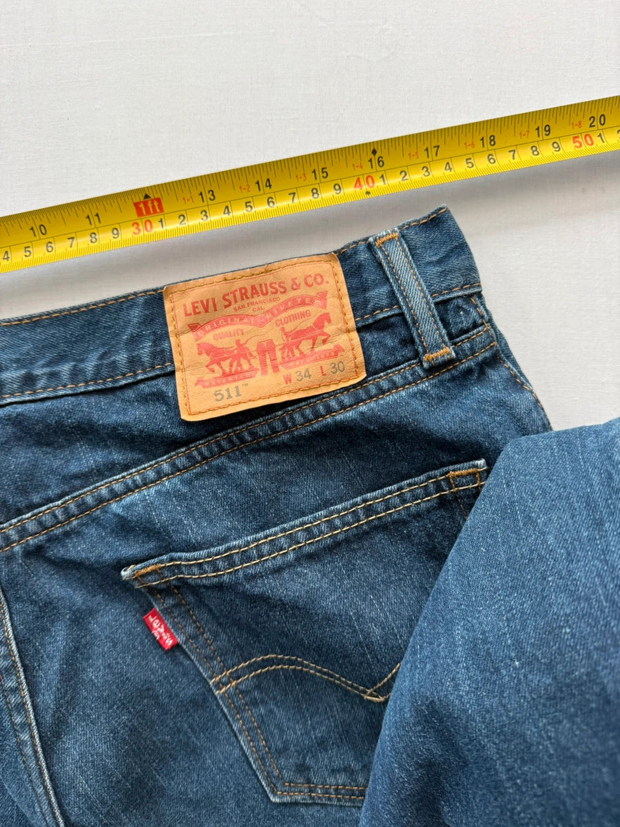 Levi's 511 Slim Fit Stretch Jeans Dark Blue Mens • W34 L30