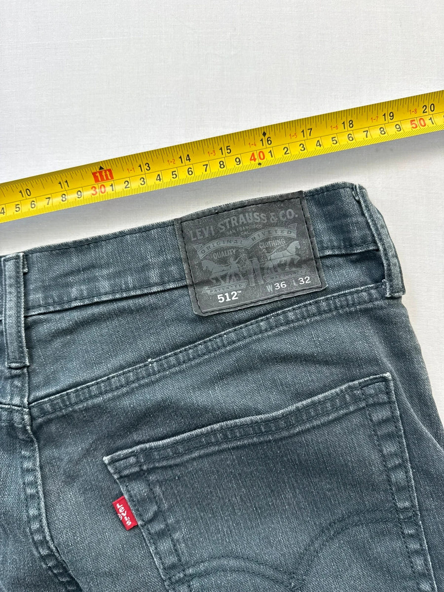 Levi's 512 Slim Tapered Fit Washed Grey Jeans Mens Stretch W36 L32