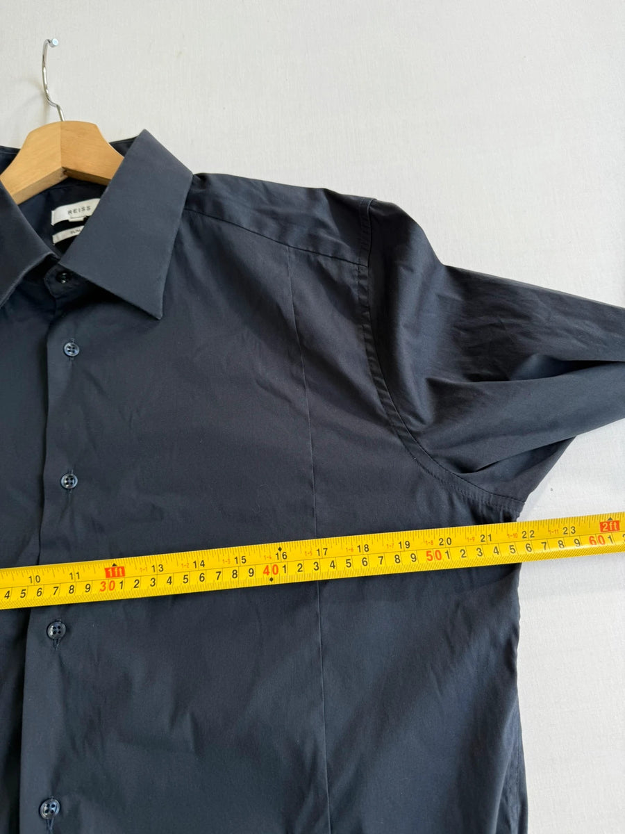 Reiss Gianna Slim Fit Shirt Navy Longsleeve Mens • XL