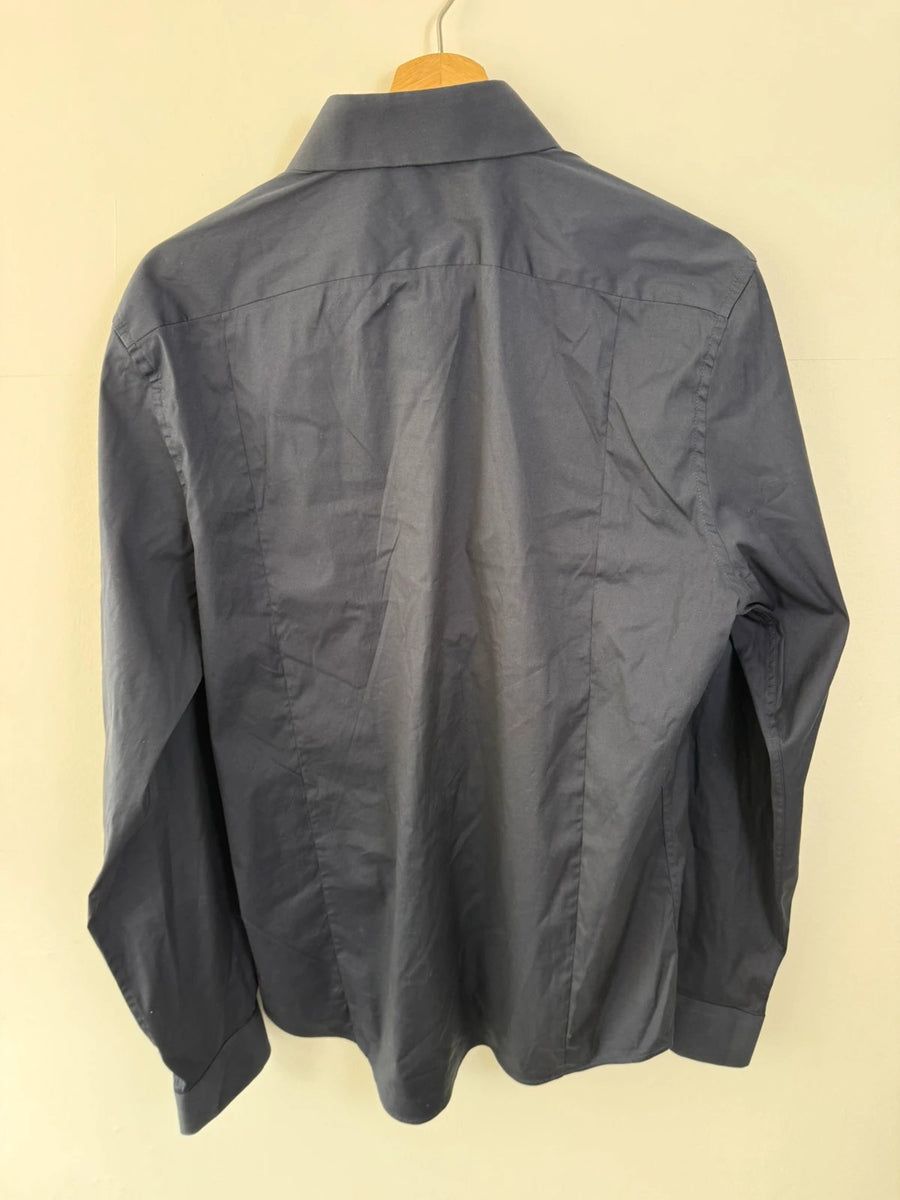 Reiss Gianna Slim Fit Shirt Navy Longsleeve Mens • XL