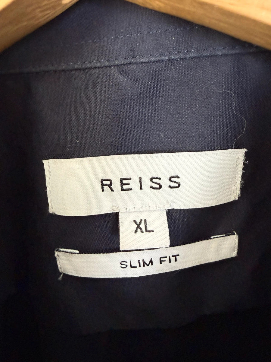 Reiss Gianna Slim Fit Shirt Navy Longsleeve Mens • XL