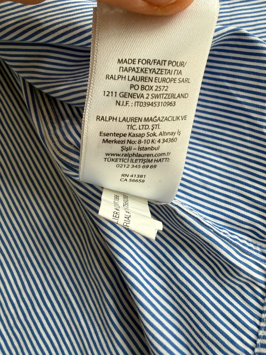 Ralph Lauren Long Sleeve Striped Cotton Shirt Blue Mens • Large / L