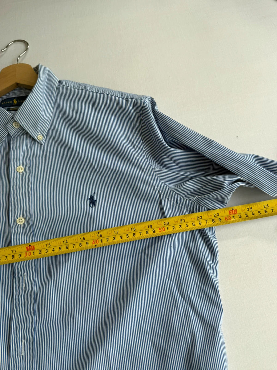 Ralph Lauren Long Sleeve Striped Cotton Shirt Blue Mens • Large / L