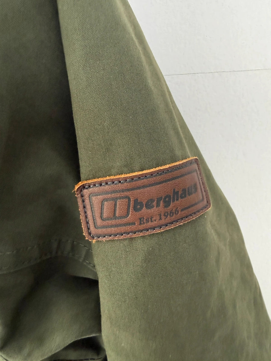 Berghaus Parka Jacket Faux Trim Hood Khaki Green Womens • Size 10 / S