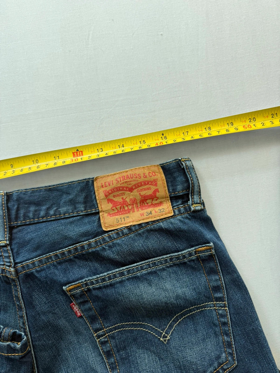 Levi's 511 Slim Fit Dark Indigo Blue Wash Jeans Mens • W34 L32
