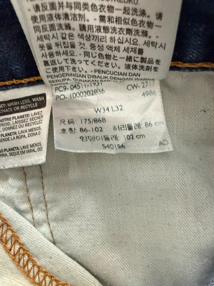 Levi's 511 Slim Fit Dark Indigo Blue Wash Jeans Mens • W34 L32