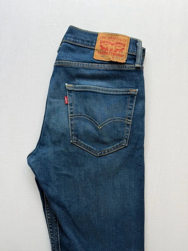 Levi's 502 Regular Tapered Fit Dark Wash Stretch Jeans Mens • W33 L34