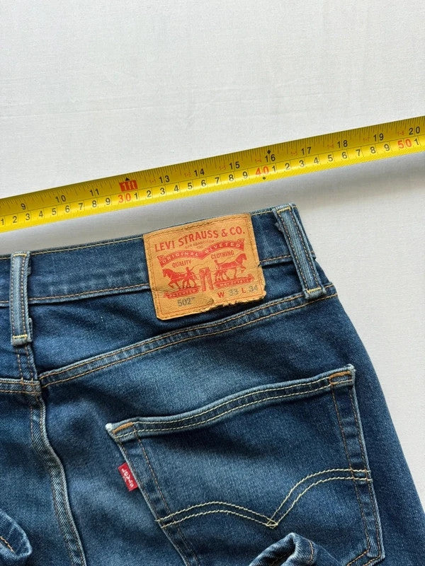 Levi's 502 Regular Tapered Fit Dark Wash Stretch Jeans Mens • W33 L34