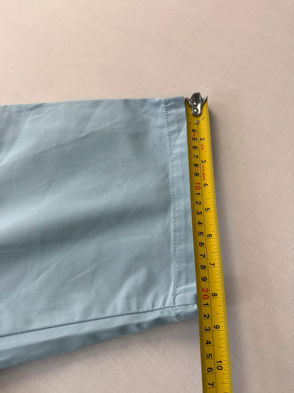 Carhartt light blue chino shorts with back pocket branded patch and soft stretch cotton twill.