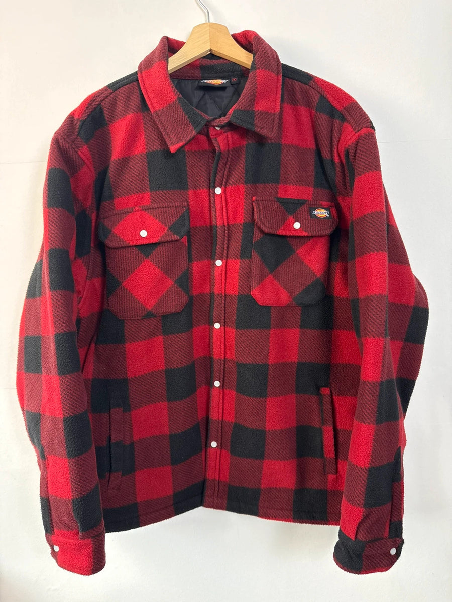 Dickies Buffalo Check Quilted Flannel Shirt Jacket Red Black Mens • 2XL / XXL