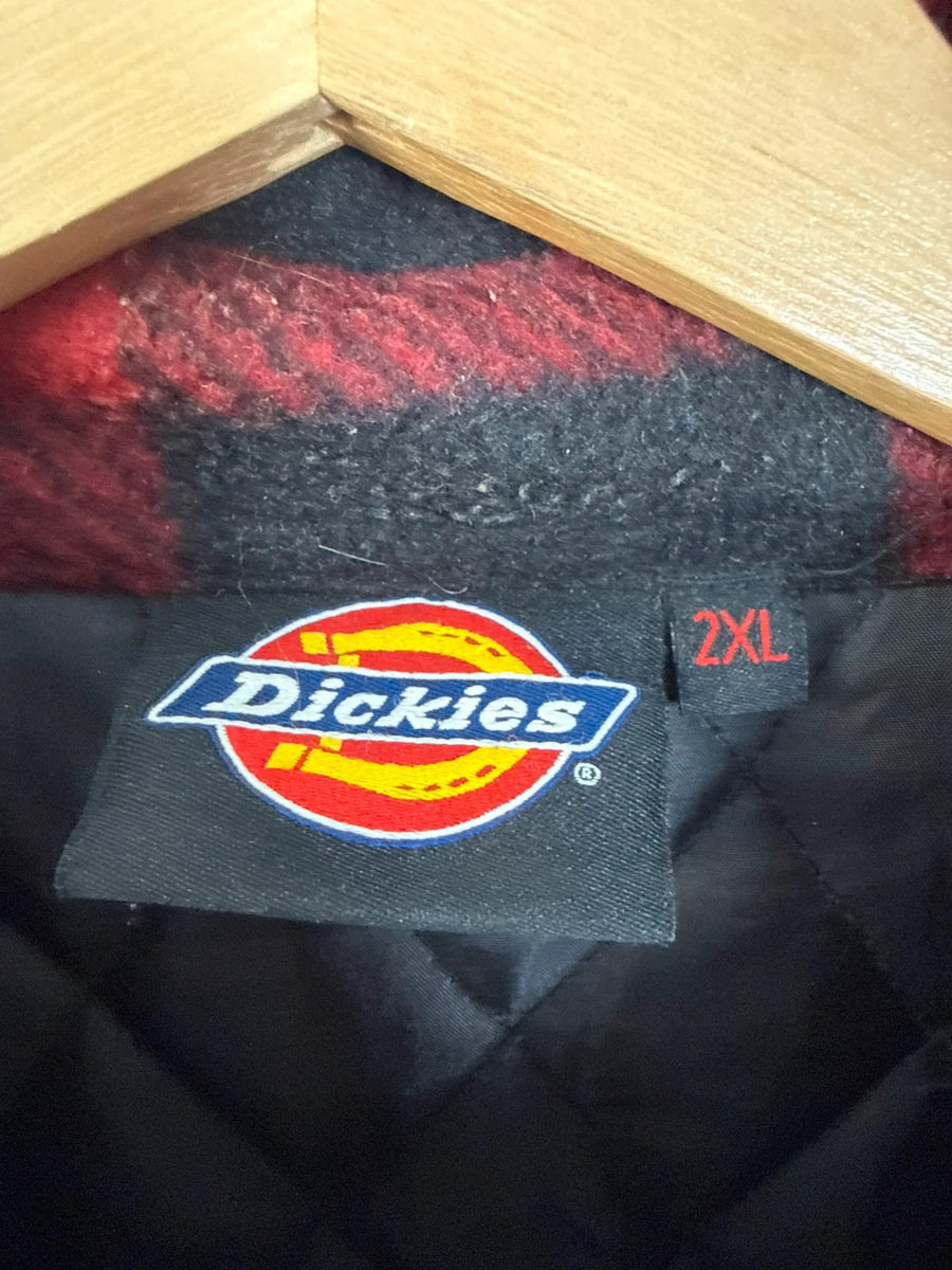 Dickies Buffalo Check Quilted Flannel Shirt Jacket Red Black Mens • 2XL / XXL