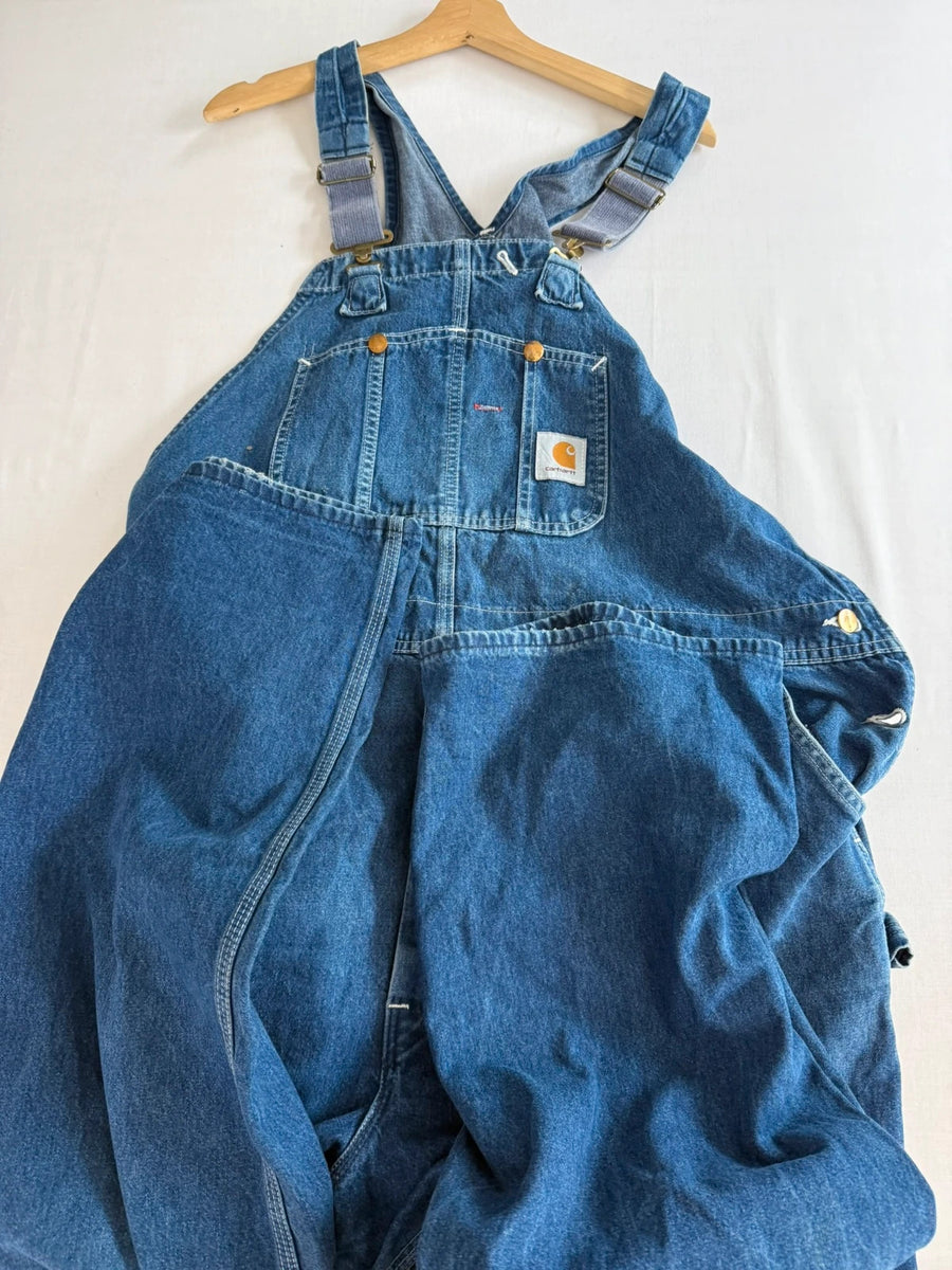 Carhartt Denim Bib Overalls Dungarees Blue Mens • W46 L30